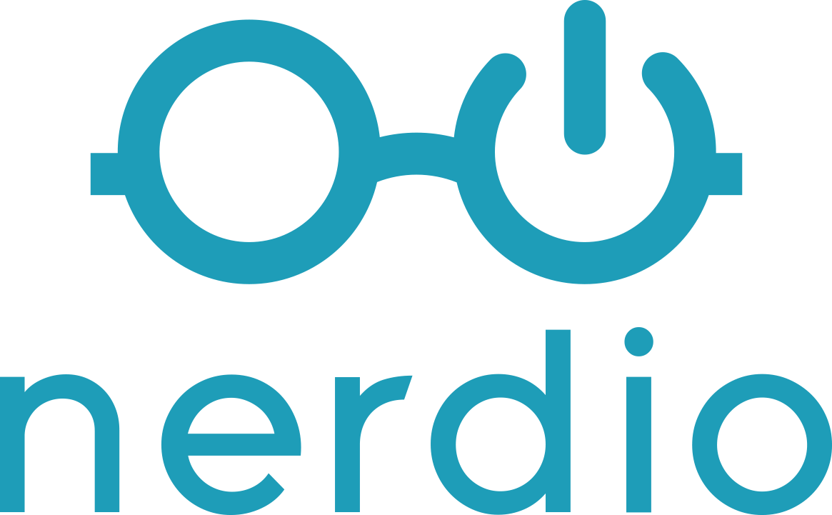 Nerdio primary logo — stacked, 1 color