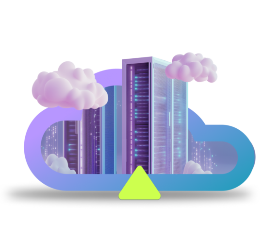 purple and cloud over server towers