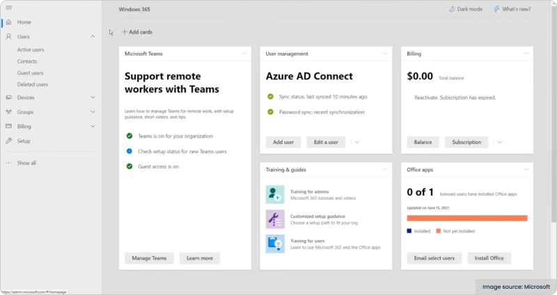 A screenshot of the Windows 365 admin console showcasing its intuitive interface.
