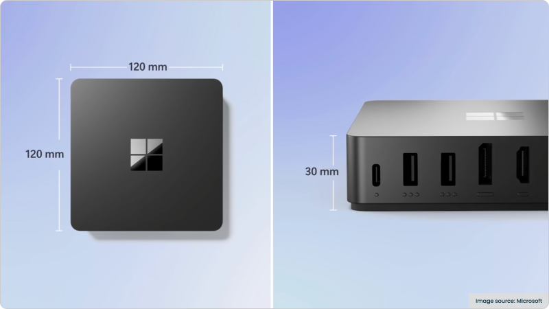 Image of a Windows 365 Link showing its dimensions. Image source: Microsoft.