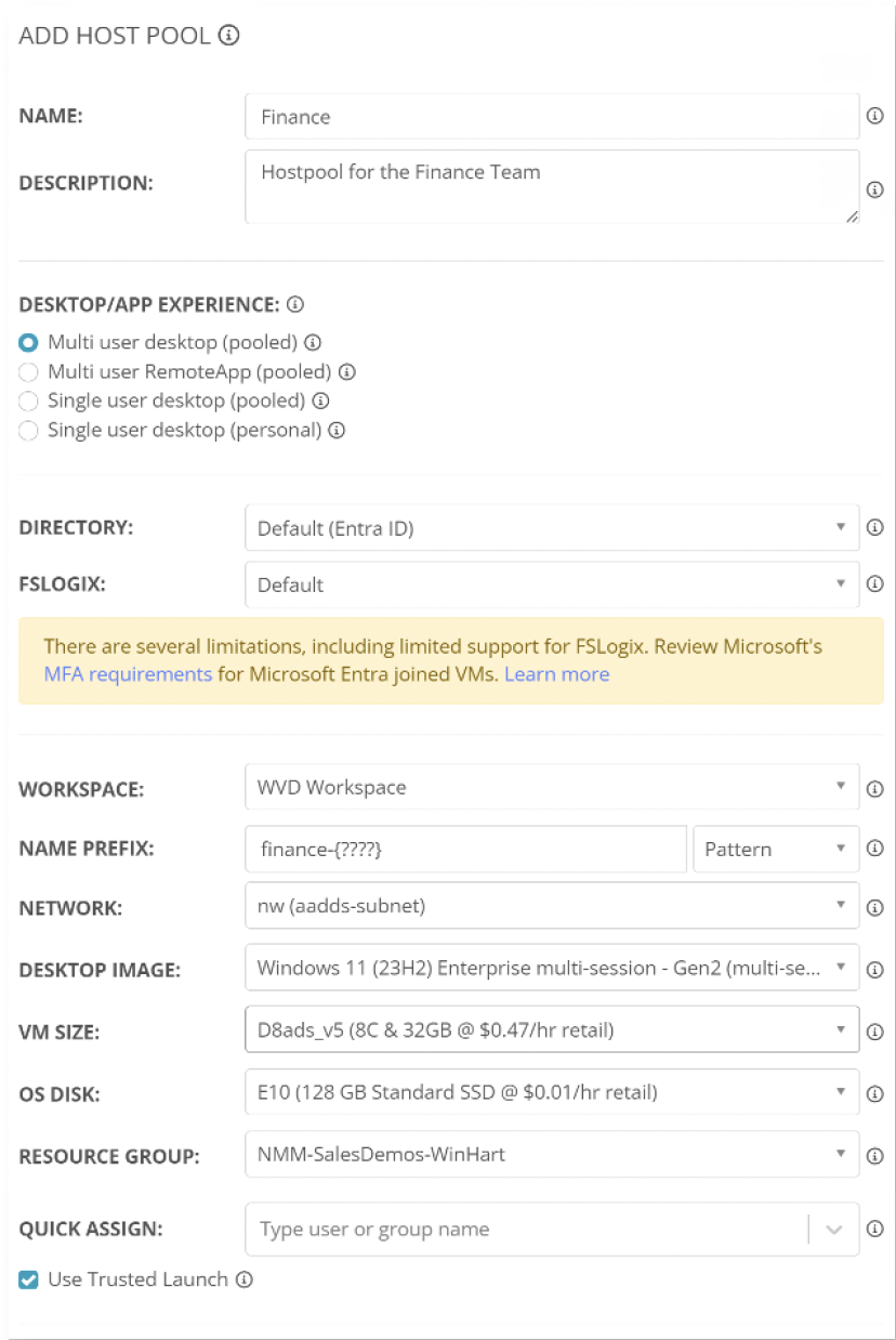 Adding session hosts and host pools