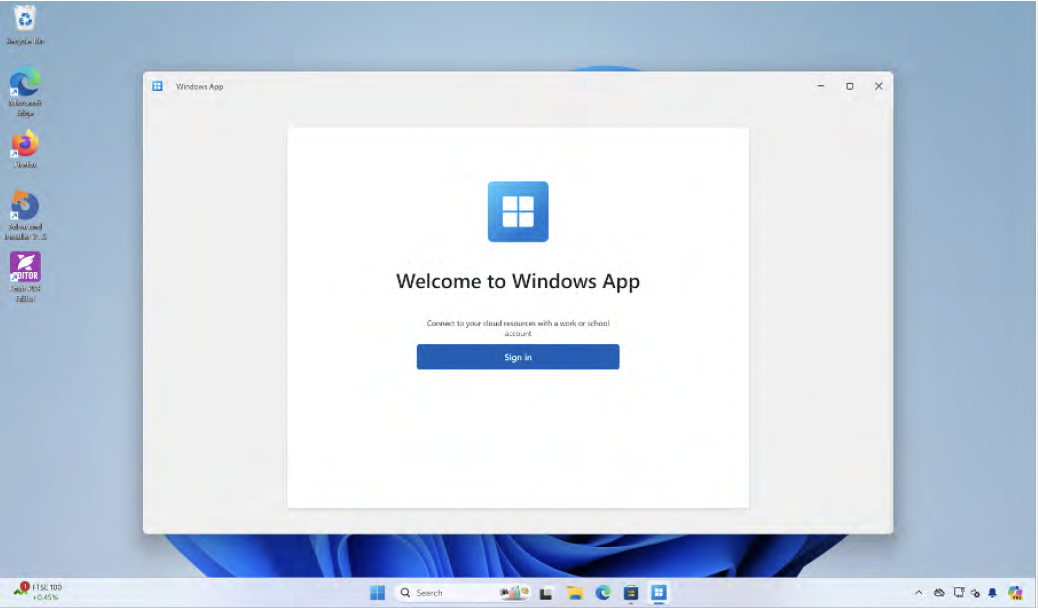 Windows App Welcome Screen