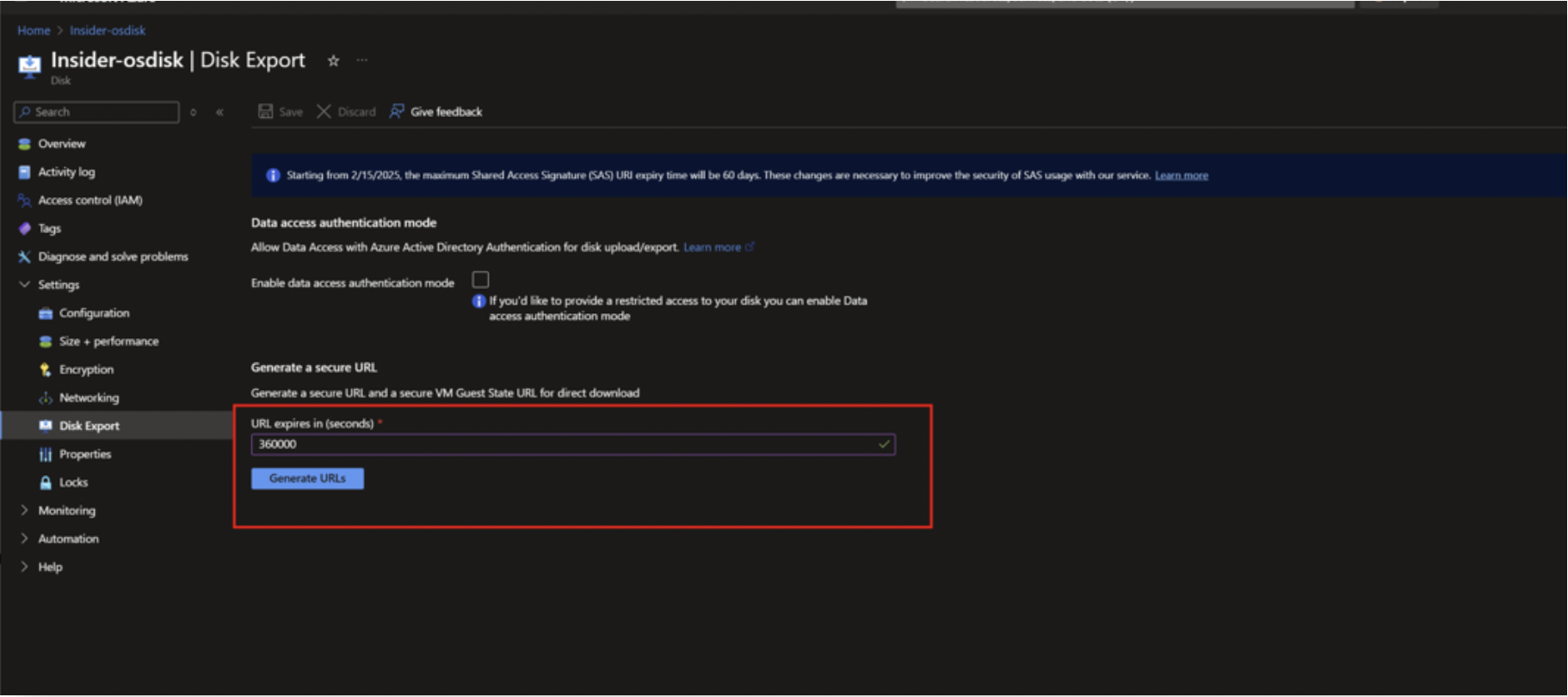 Disk Export