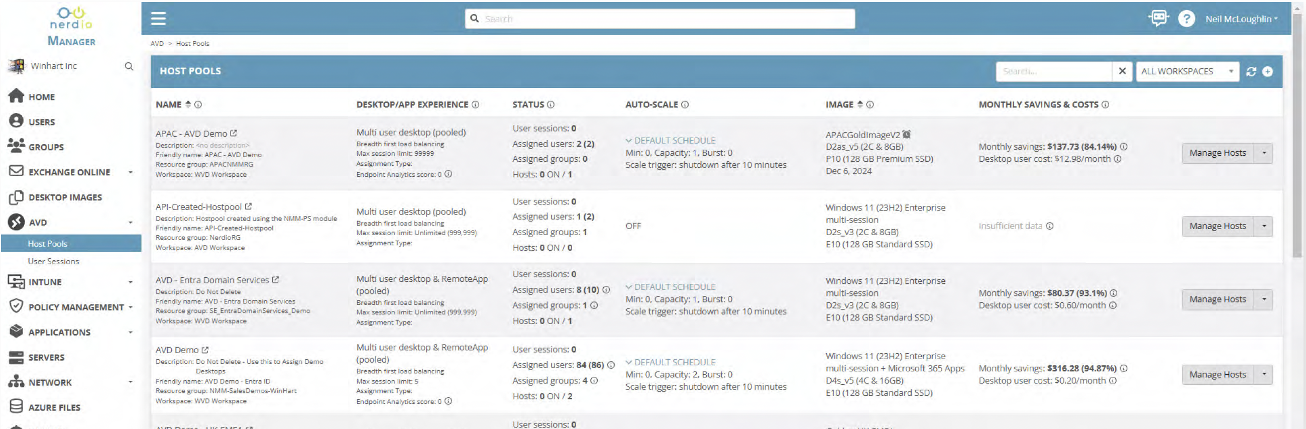 Nerdio Manager Application Groups Host Pools