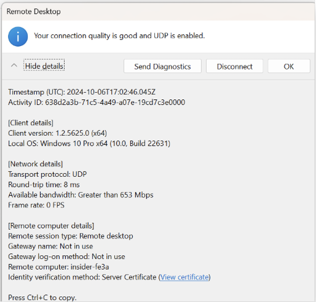 Azure Virtual Desktop Bandwidth Example
