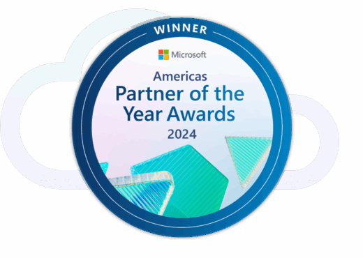 Microsoft Partner of the year badge with clouds